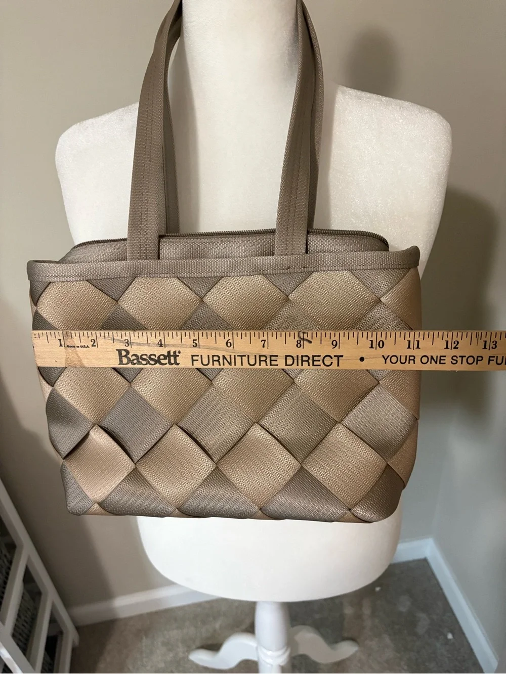 Maggie Bags Taupe Woven Seatbelt Tote